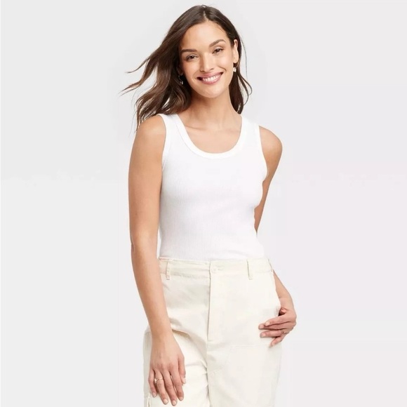 Women’s Slim Fit Scoop Neck Tank Top Size XXL White Universal Thread - Picture 1 of 7